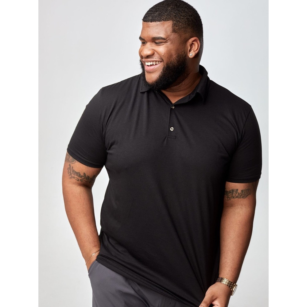 Fresh Clean Threads Mens Short Sleeve Polo Shirt Black Large Tall L-TALL Casual